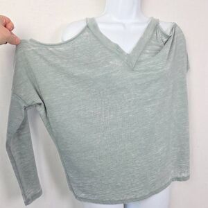 Express Cold Shoulder Top XS Sage Green Long Sleeve